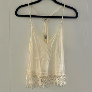 ecote ivory gauze and lace tank top. Size M
